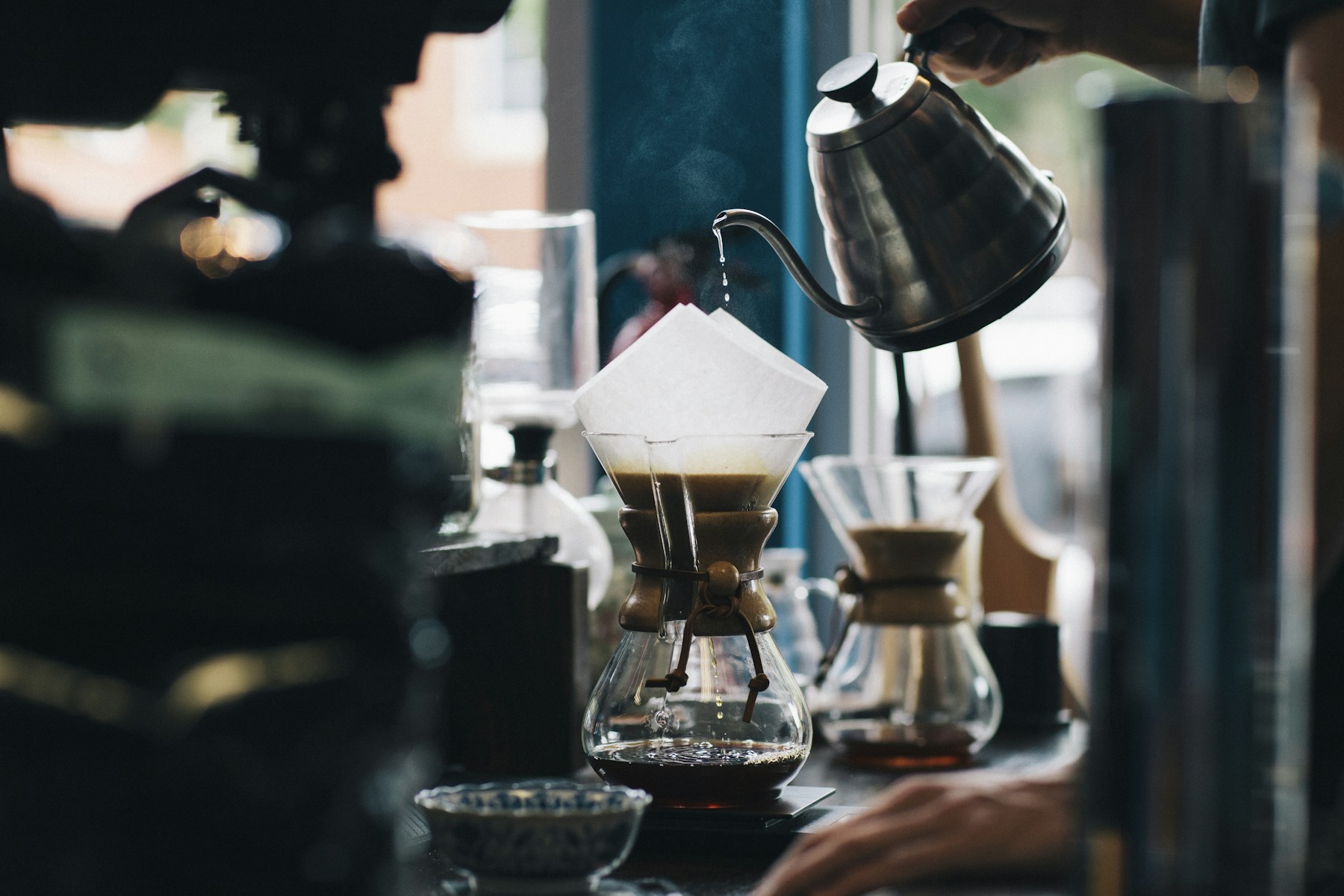 Fresh coffee served in a warm, classic café setting